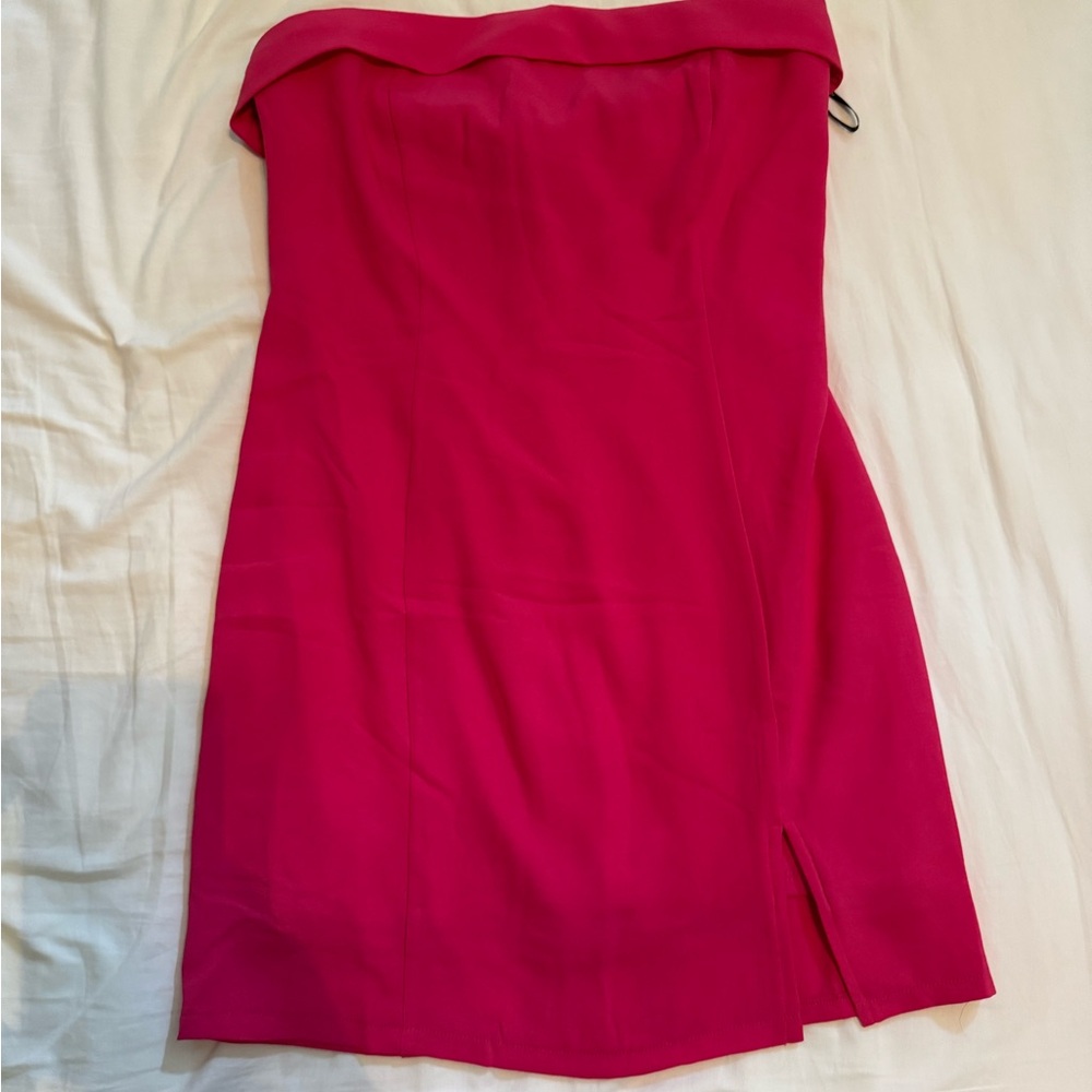 Foldover Tube Mini Dress Forever21 hot pink